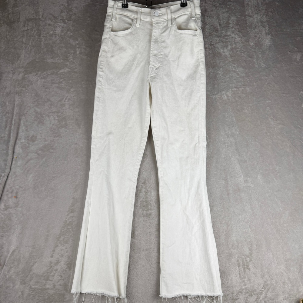 Mother The Hustler Ankle Fray Jeans Fairest Of Them All‎ White Flare Size 26